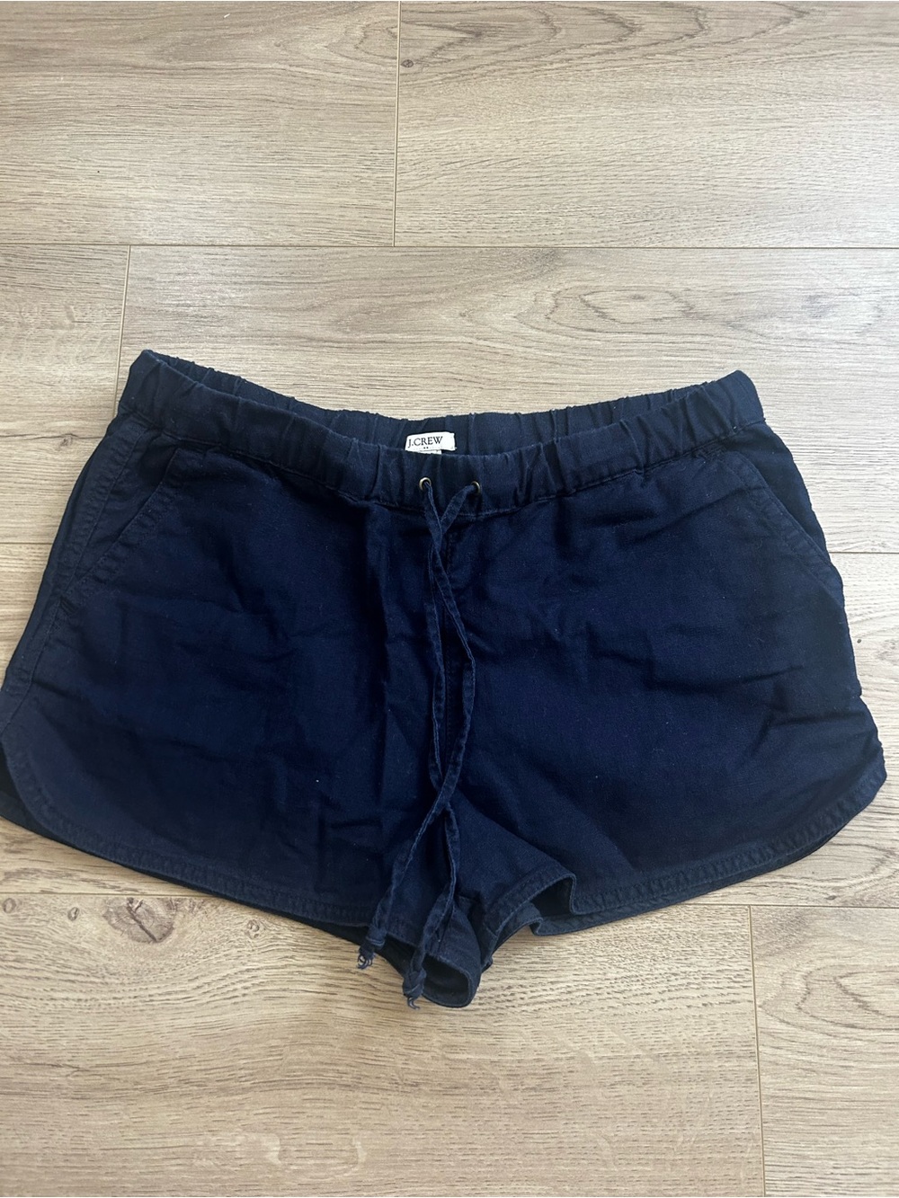 J. Crew Dark Navy Drawstring Linen-Blend Athletic Shorts